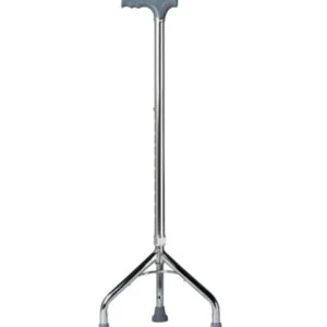 Baston Trípode de aluminio  cromado , base chica.